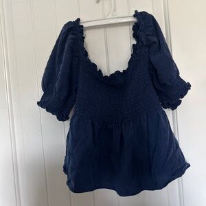 Hill house navy puff sleeve blouse